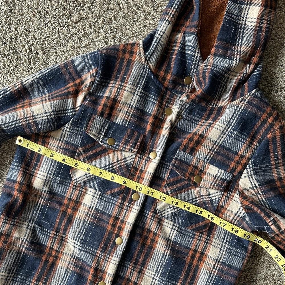 Dokotoo Womens Plaid Shacket Jacket Sherpa Fleece hood - Picture 11 of 13